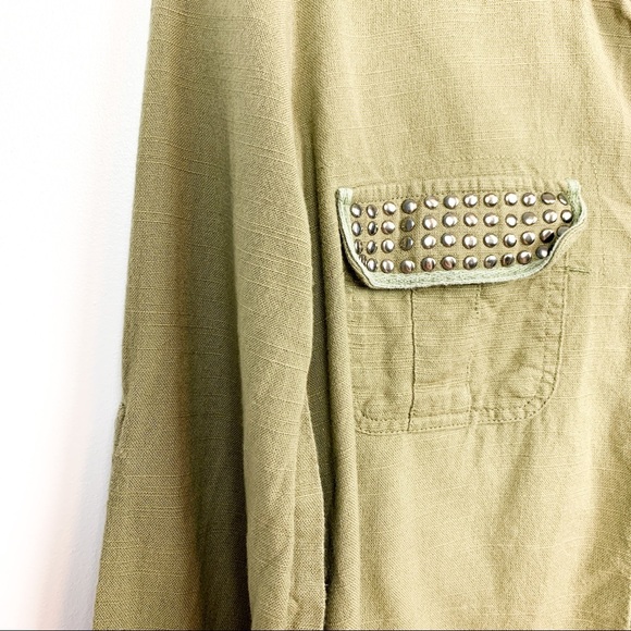 Green Long Sleeve Cotton Button Up - Picture 3 of 10